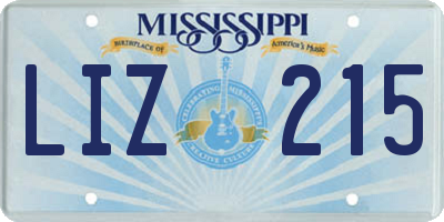 MS license plate LIZ215