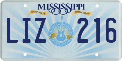 MS license plate LIZ216
