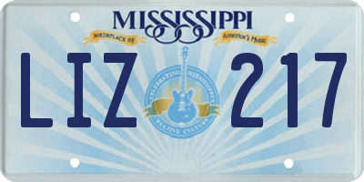 MS license plate LIZ217