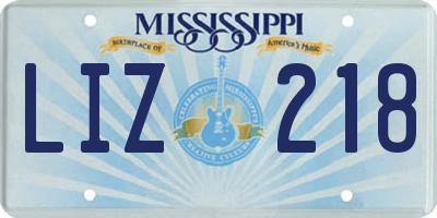 MS license plate LIZ218