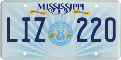 MS license plate LIZ220