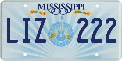 MS license plate LIZ222