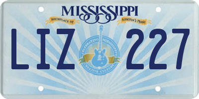 MS license plate LIZ227