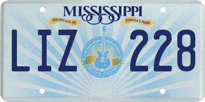MS license plate LIZ228
