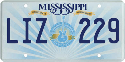 MS license plate LIZ229