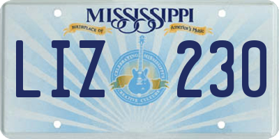 MS license plate LIZ230