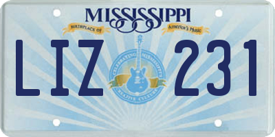 MS license plate LIZ231