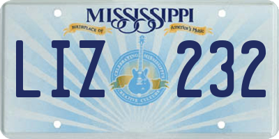 MS license plate LIZ232
