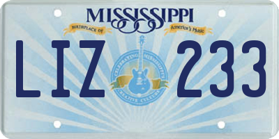 MS license plate LIZ233