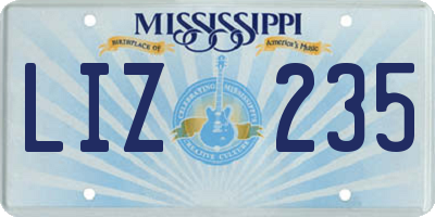 MS license plate LIZ235