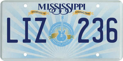MS license plate LIZ236