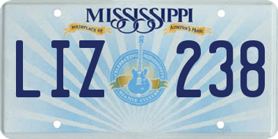 MS license plate LIZ238