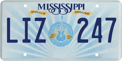 MS license plate LIZ247