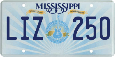 MS license plate LIZ250