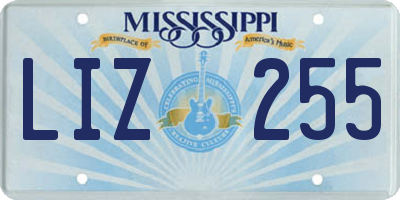 MS license plate LIZ255