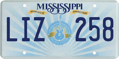 MS license plate LIZ258