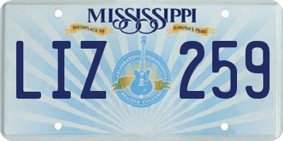 MS license plate LIZ259