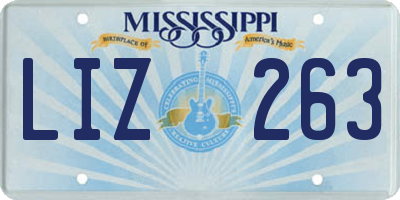 MS license plate LIZ263