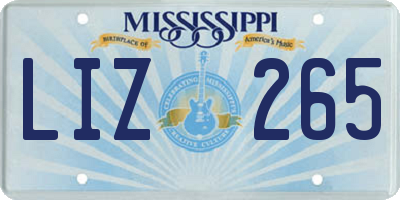 MS license plate LIZ265