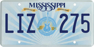 MS license plate LIZ275