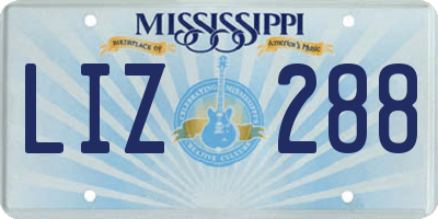 MS license plate LIZ288
