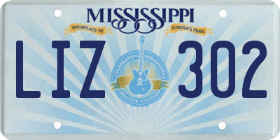MS license plate LIZ302