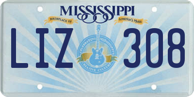 MS license plate LIZ308
