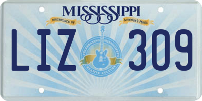 MS license plate LIZ309