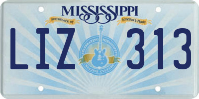 MS license plate LIZ313