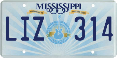 MS license plate LIZ314