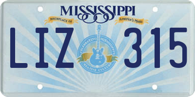 MS license plate LIZ315