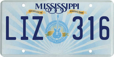 MS license plate LIZ316