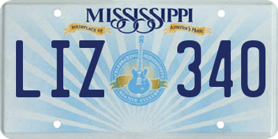 MS license plate LIZ340