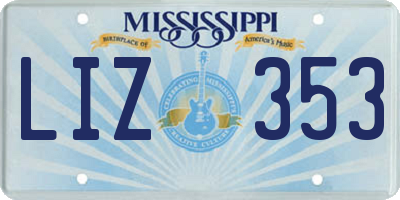 MS license plate LIZ353