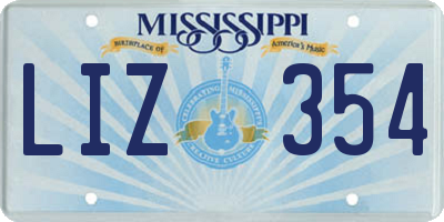 MS license plate LIZ354