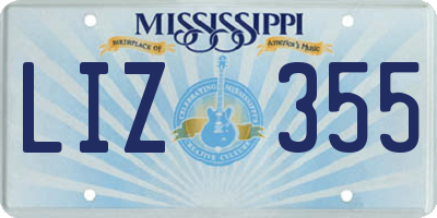 MS license plate LIZ355