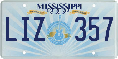 MS license plate LIZ357
