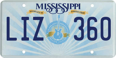 MS license plate LIZ360