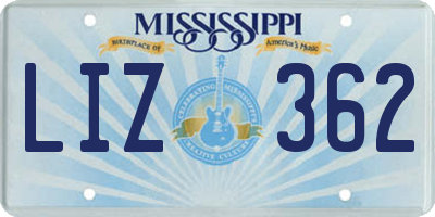 MS license plate LIZ362