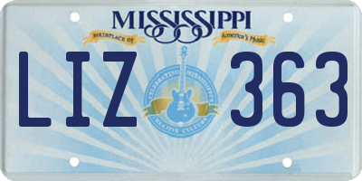 MS license plate LIZ363