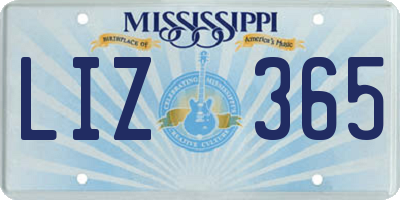 MS license plate LIZ365