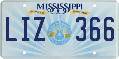 MS license plate LIZ366