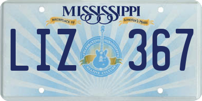 MS license plate LIZ367