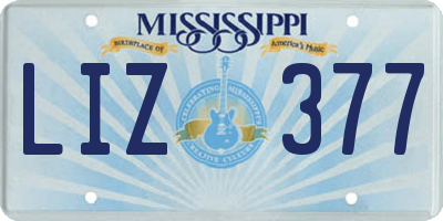 MS license plate LIZ377