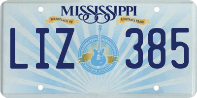 MS license plate LIZ385