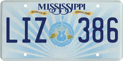 MS license plate LIZ386