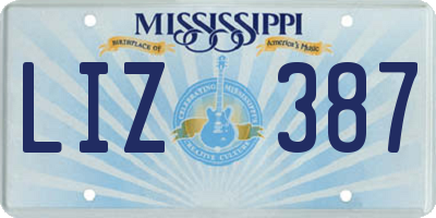 MS license plate LIZ387