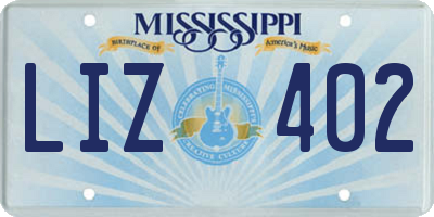 MS license plate LIZ402