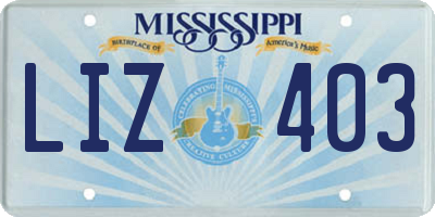 MS license plate LIZ403