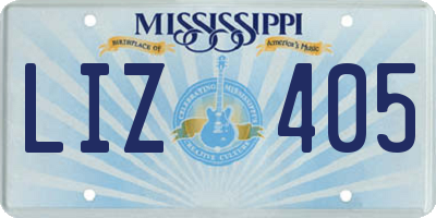 MS license plate LIZ405